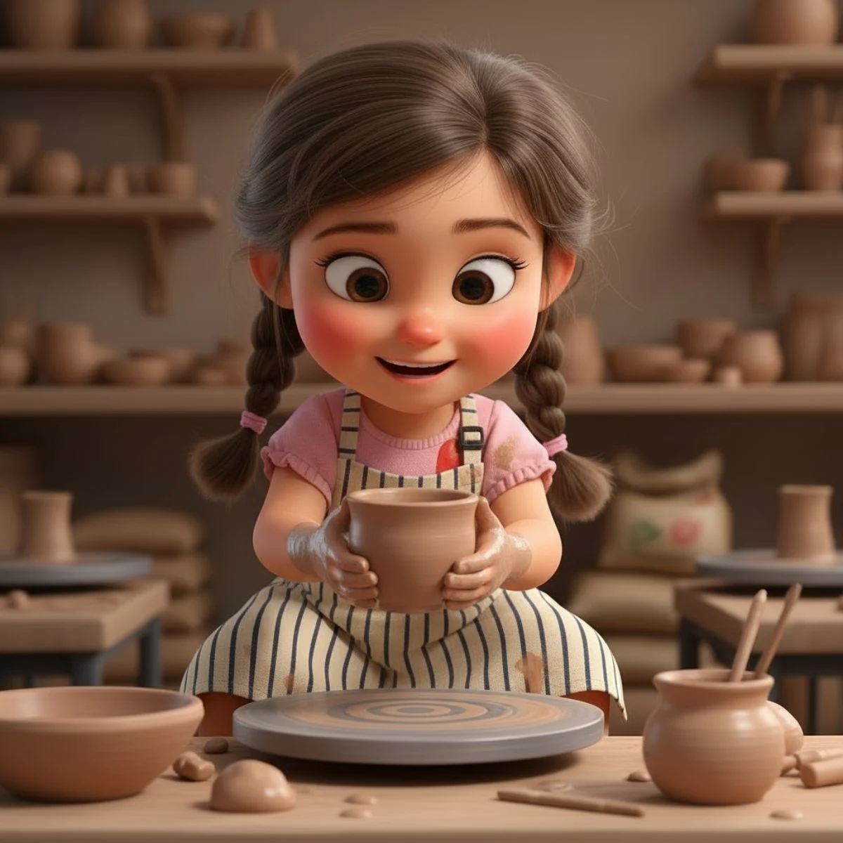 Cartoon character portrait in Pixar-inspired 3D art style