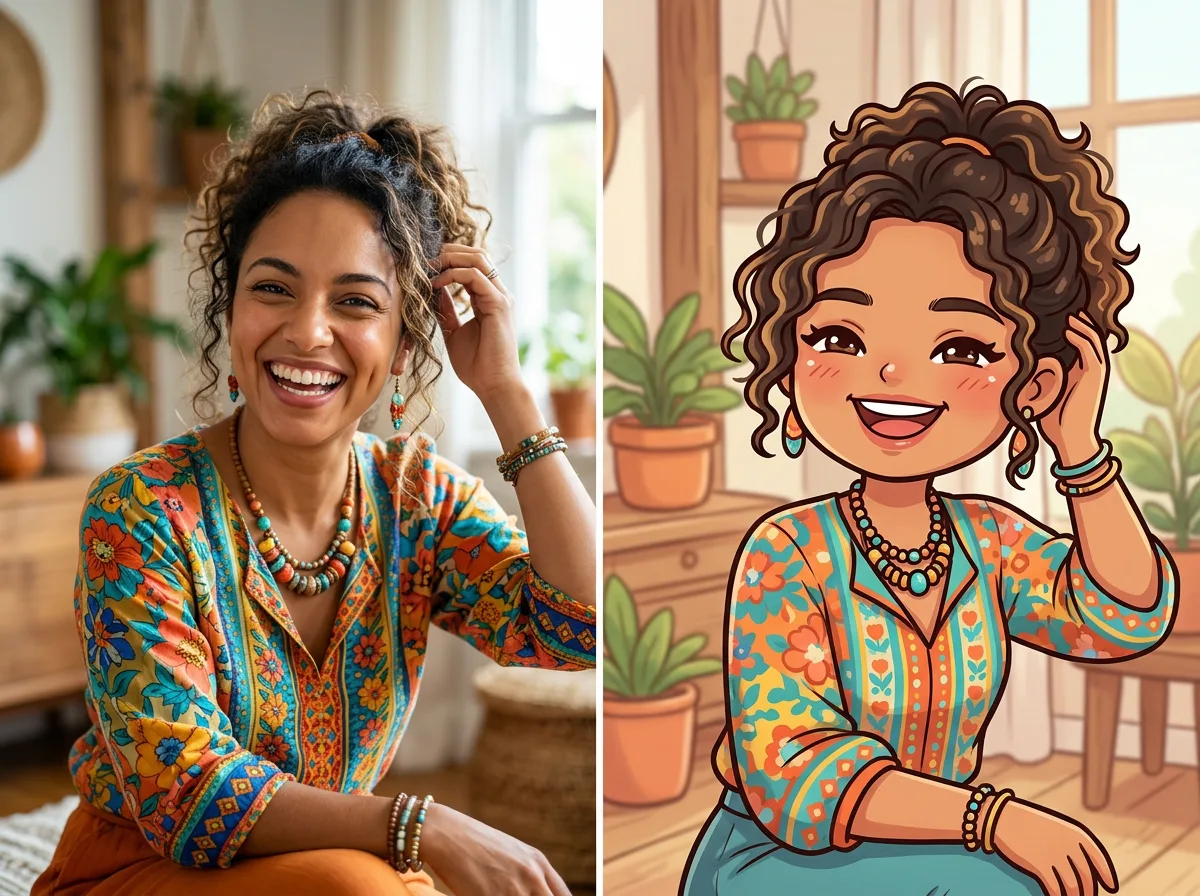 Chibi maker before and after — photo converted to chibi style character