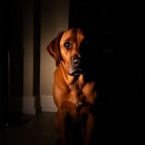 Dark underexposed photo example to avoid for AI pet portraits